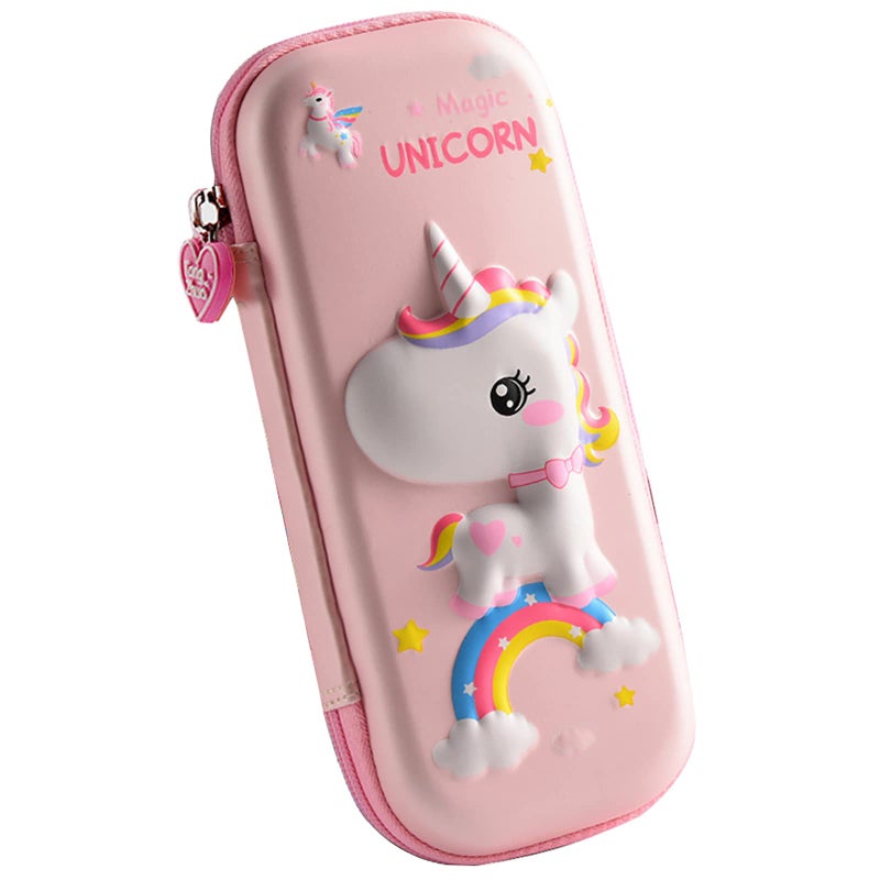 FEWOFJ 3D Pencil Case for Kids Girls, Waterproof Pencil Box with Compartments Cute Pen Pouch (Pink) - Image 1